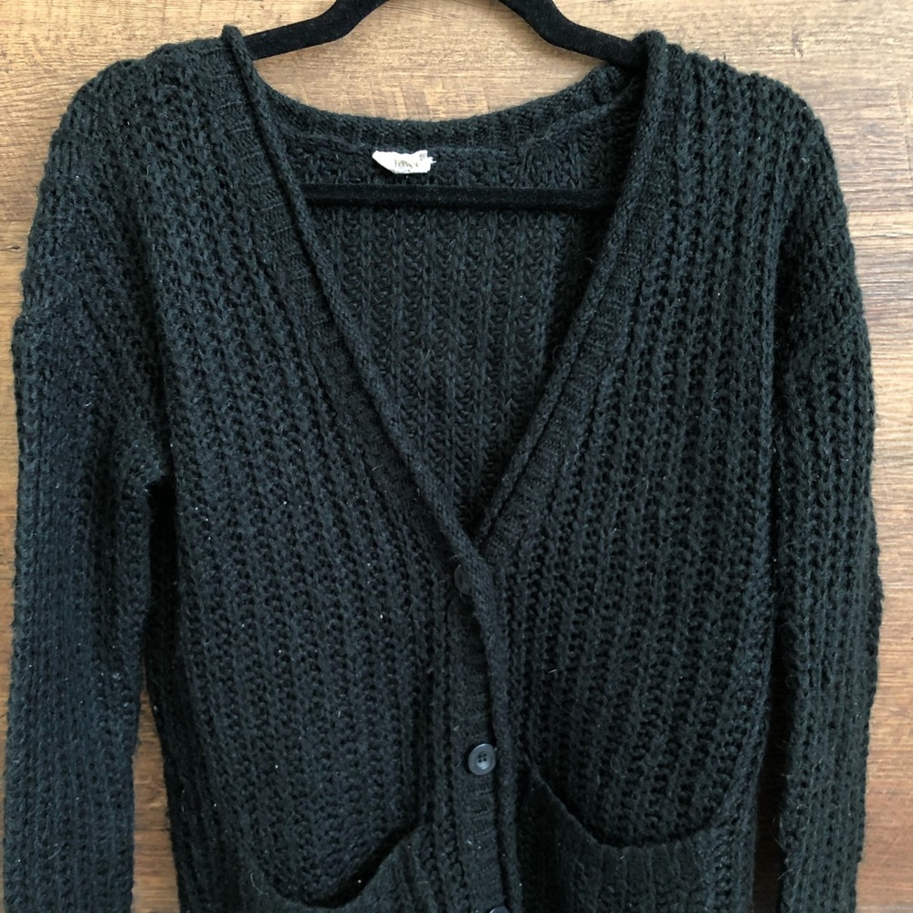 Black cardigan sweater